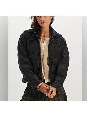 Free People Harley Jacket Denim Utility Streetwear Layering Vintage Womens XL